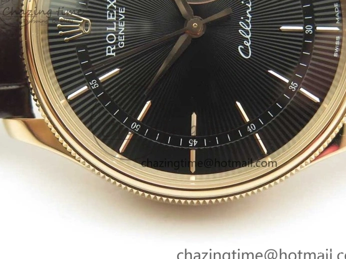 Best Leather Markers Edition Real A3165 Strap Date Brown RG Black Sticks 50519 on Dial Cellini MK 0408